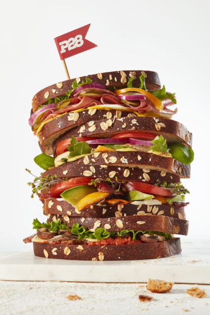 A creative stack of sandwiches image